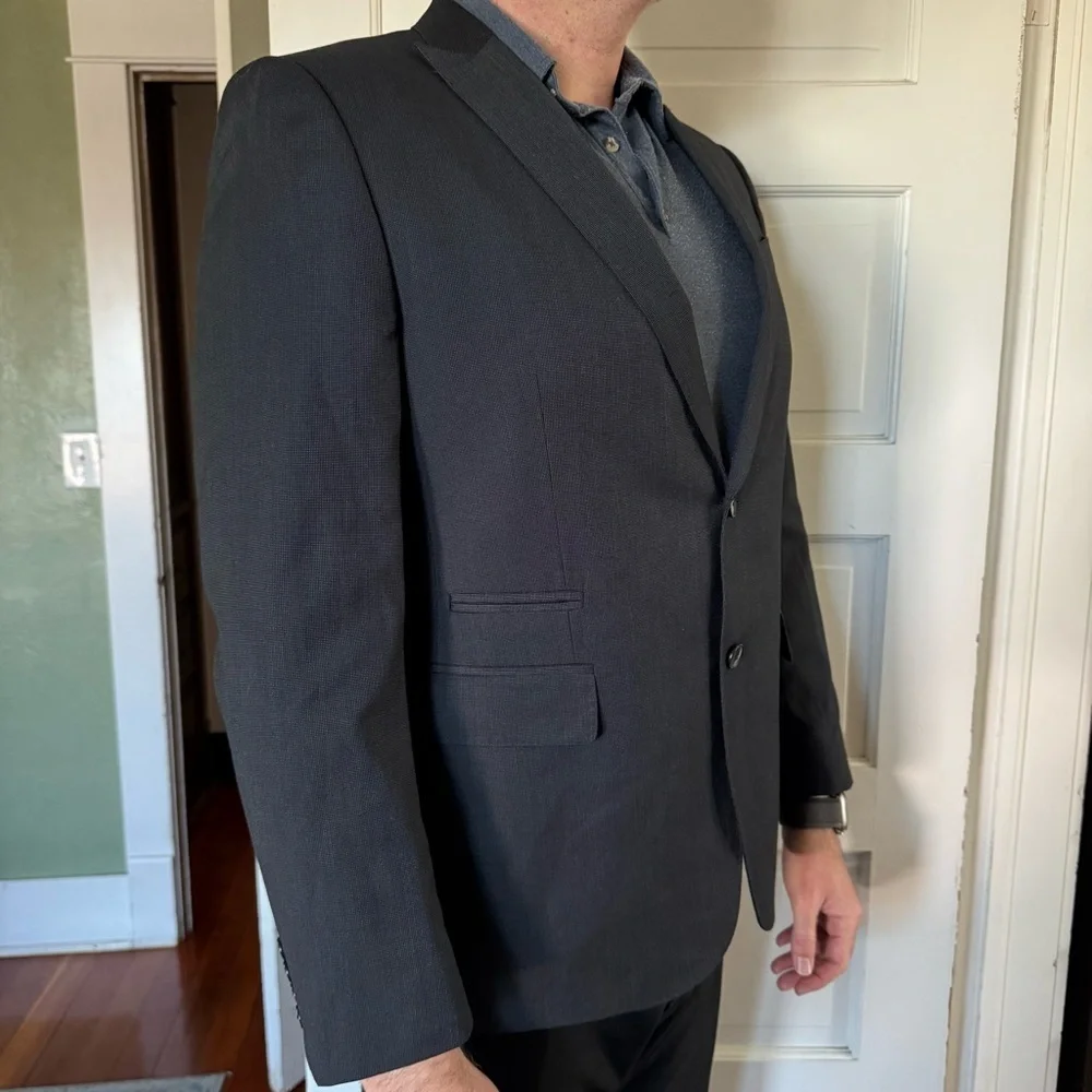 J. Ferrar Black Slim Fit Suit Jacket Blazer – 44R